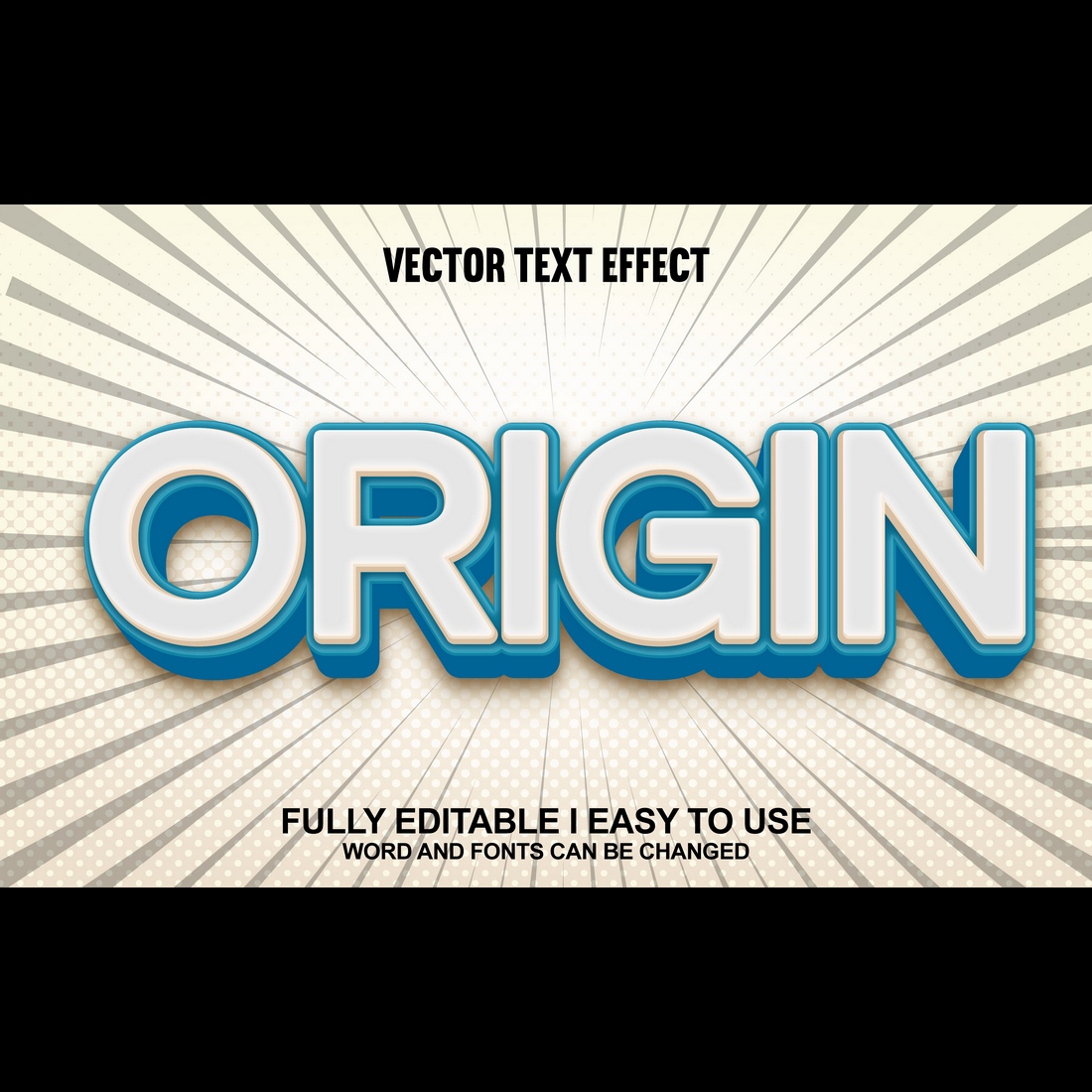 Fully Editable Vector 3D Text Effect preview image.