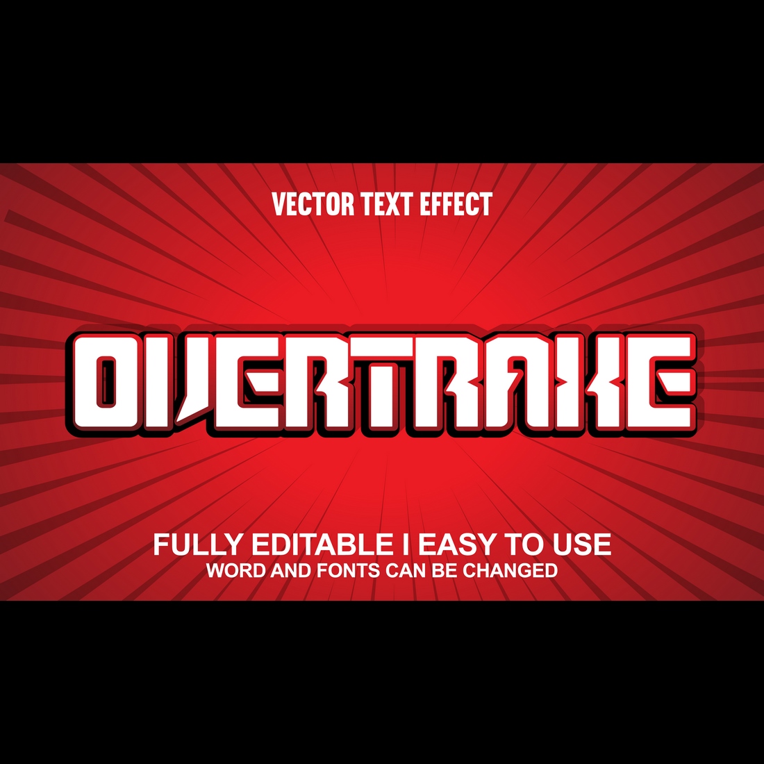 Fully Editable Vector 3D Text Effect preview image.