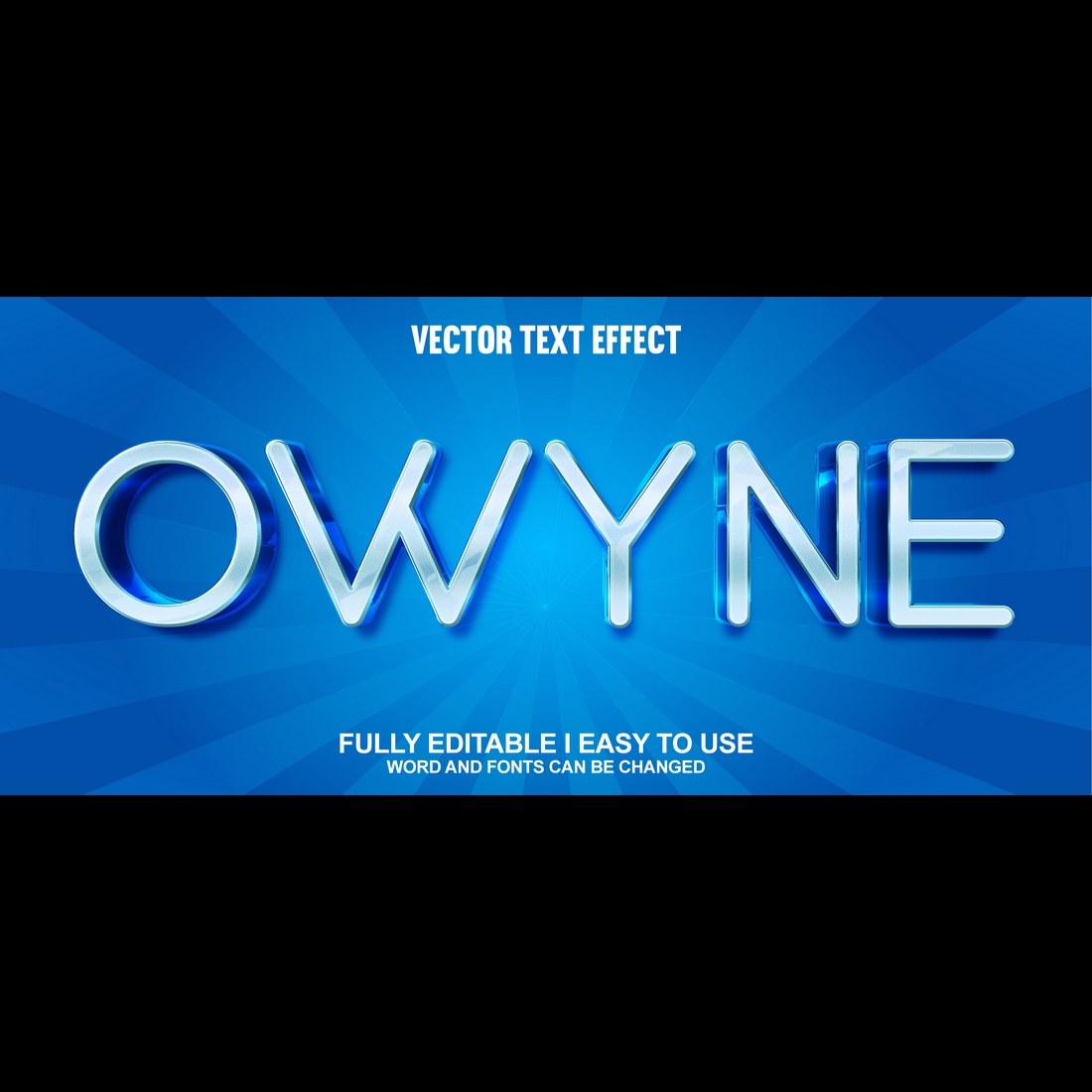 Fully Editable Vector 3D Text Effect preview image.