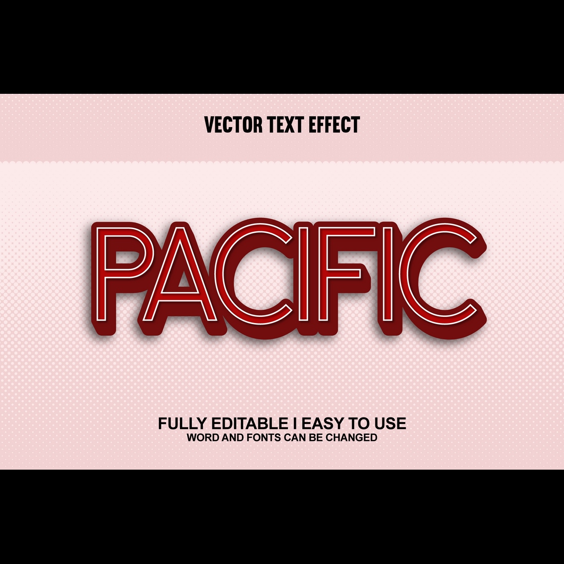 Fully Editable Vector 3D Text Effect preview image.