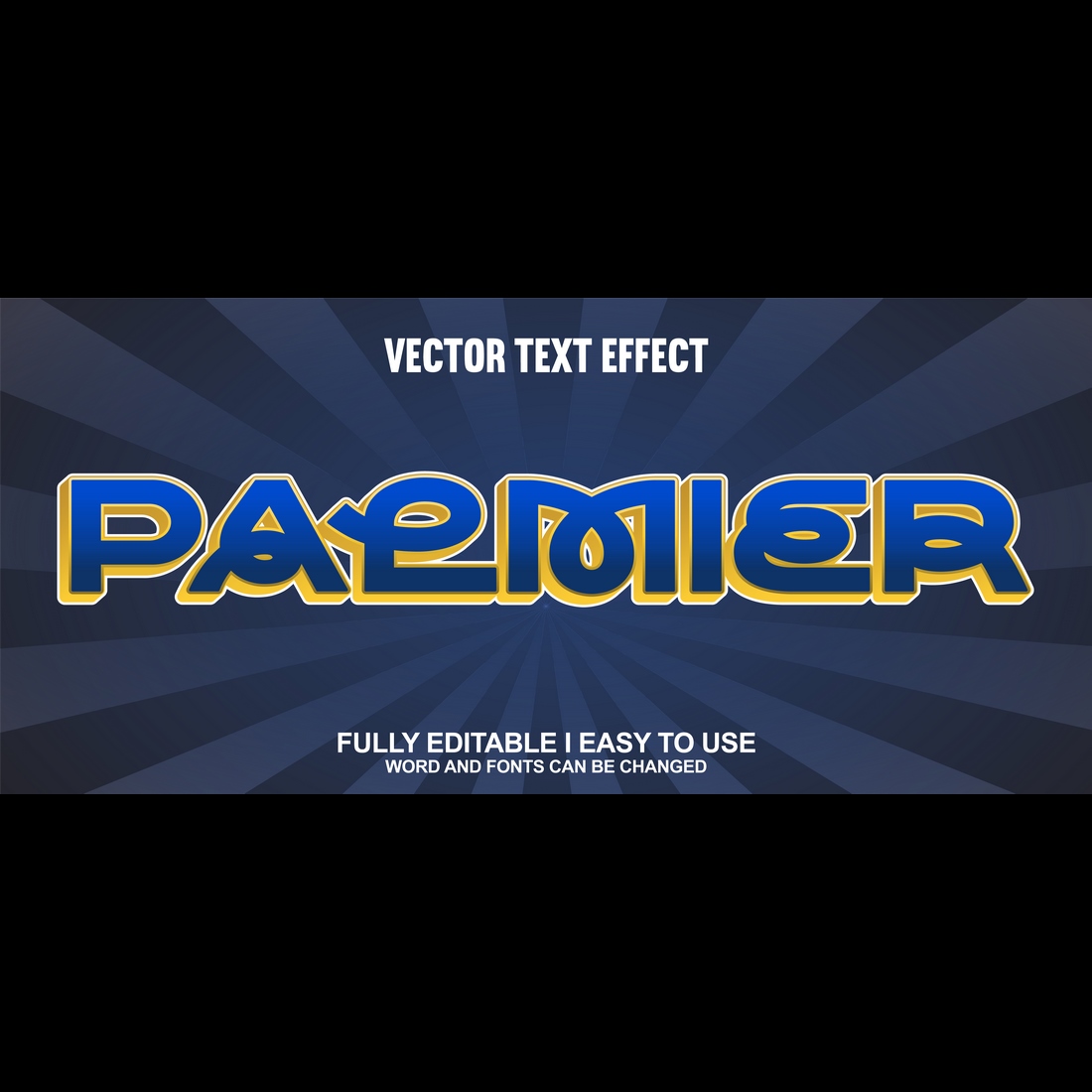 Fully Editable Vector 3D Text Effect preview image.