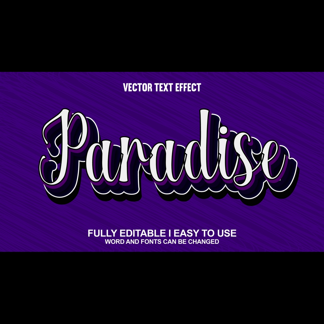 Fully Editable Vector 3D Text Effect preview image.