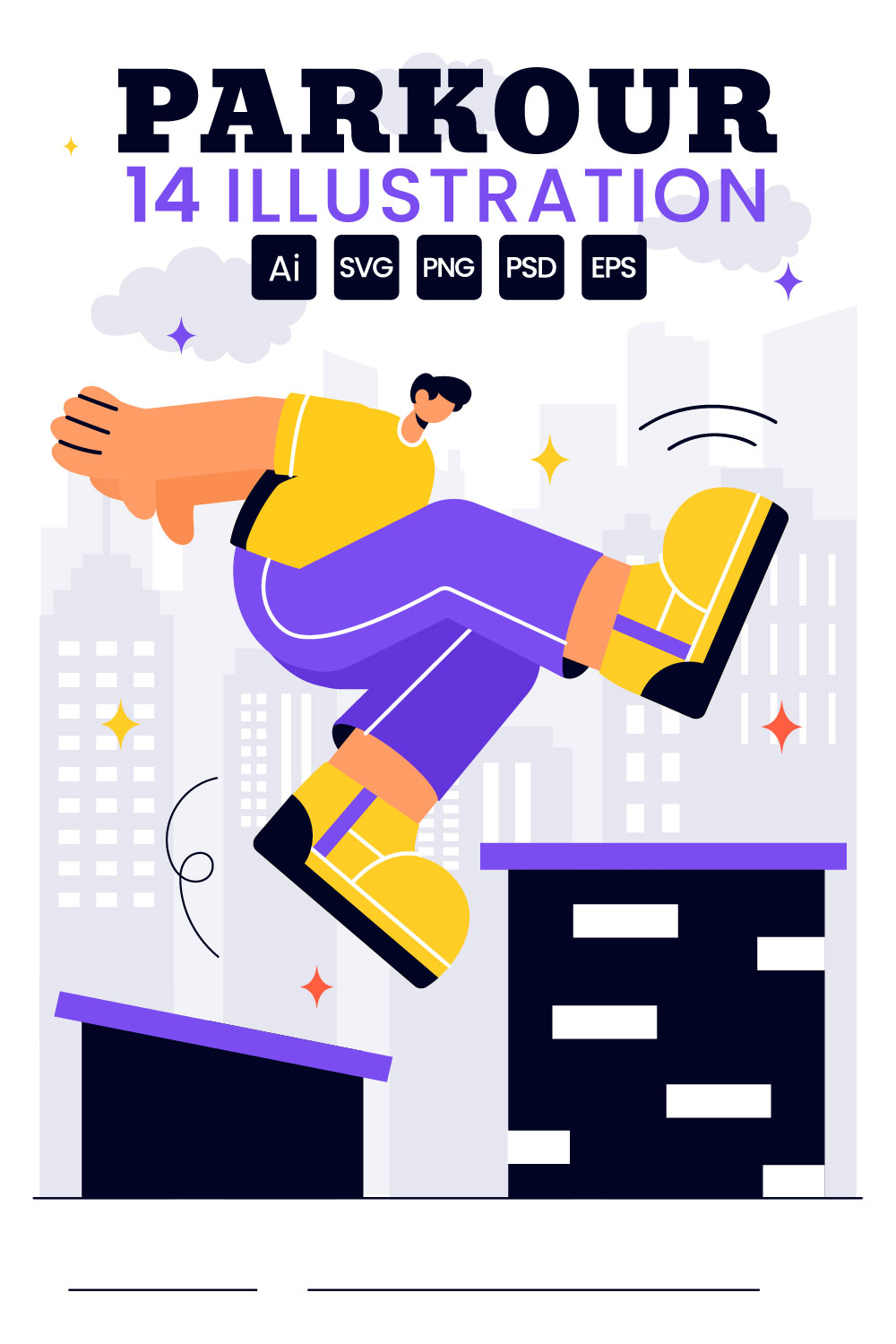 14 Parkour Sports Illustration pinterest preview image.