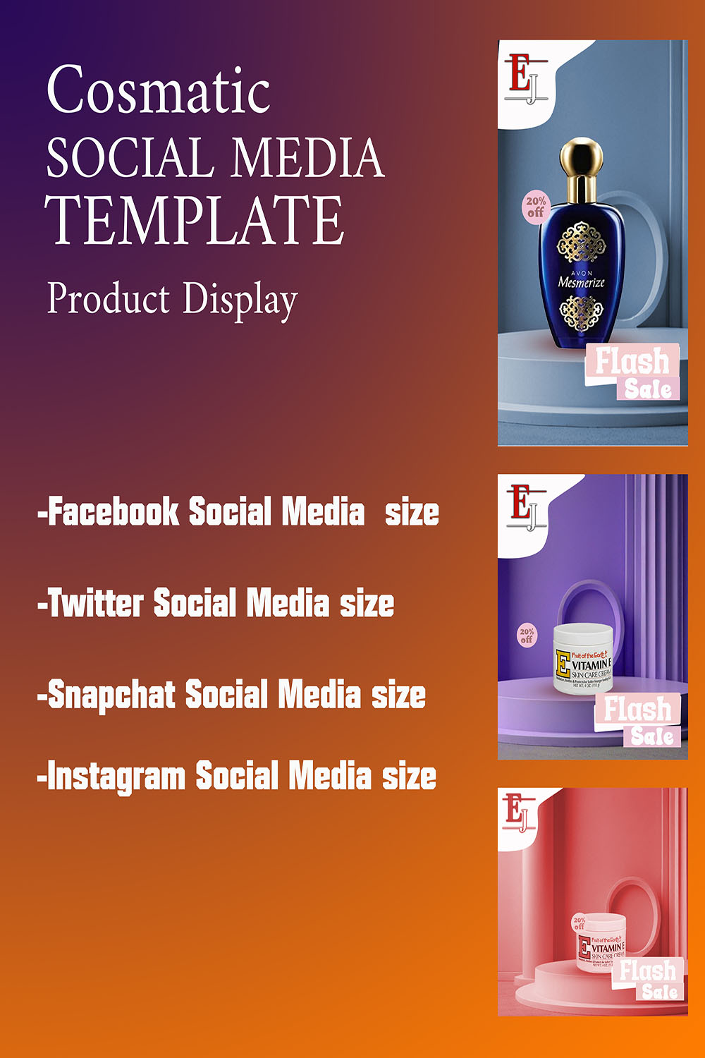 Cosmatic SOCIAL MEDIA Template pinterest preview image.