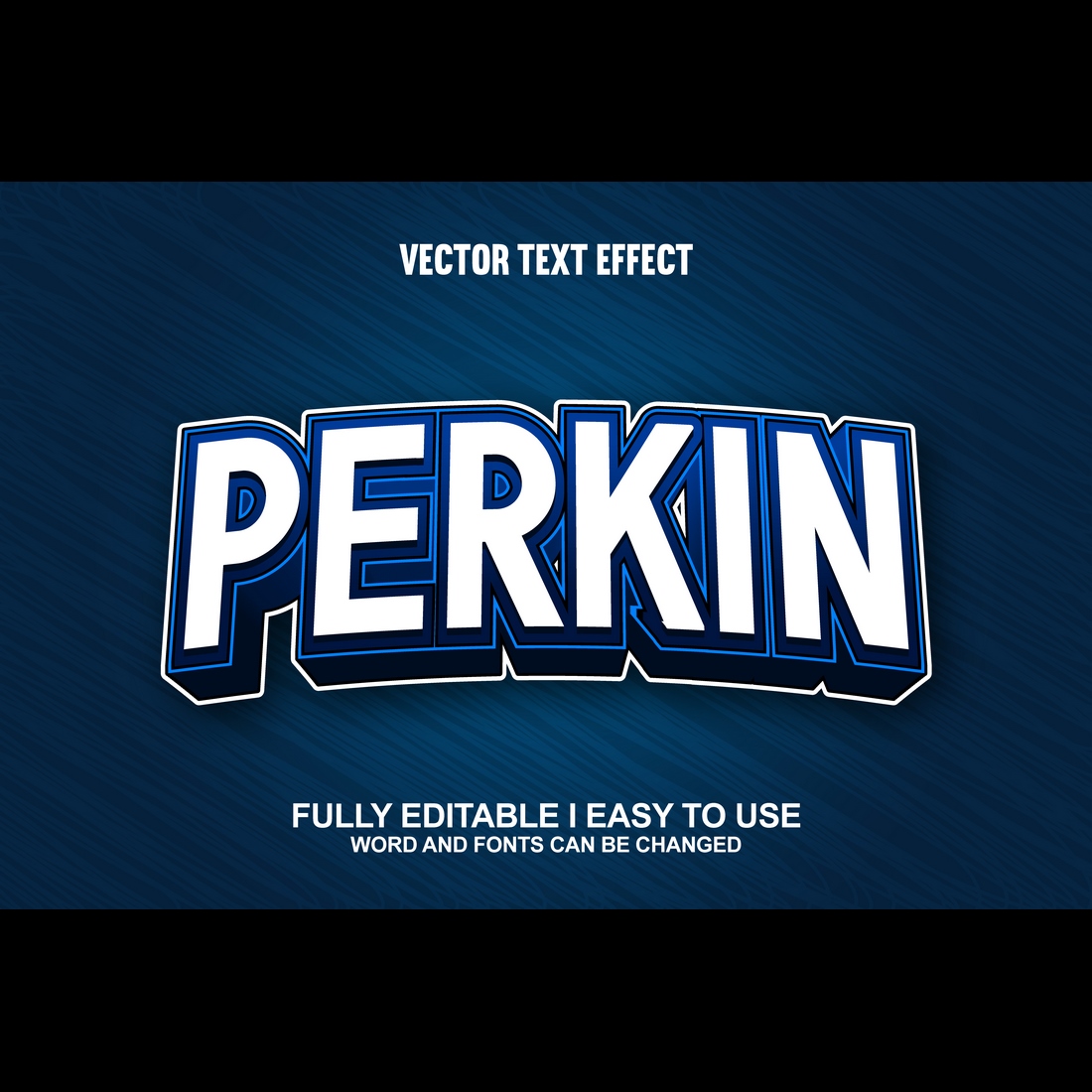 Fully Editable Vector 3D Text Effect preview image.