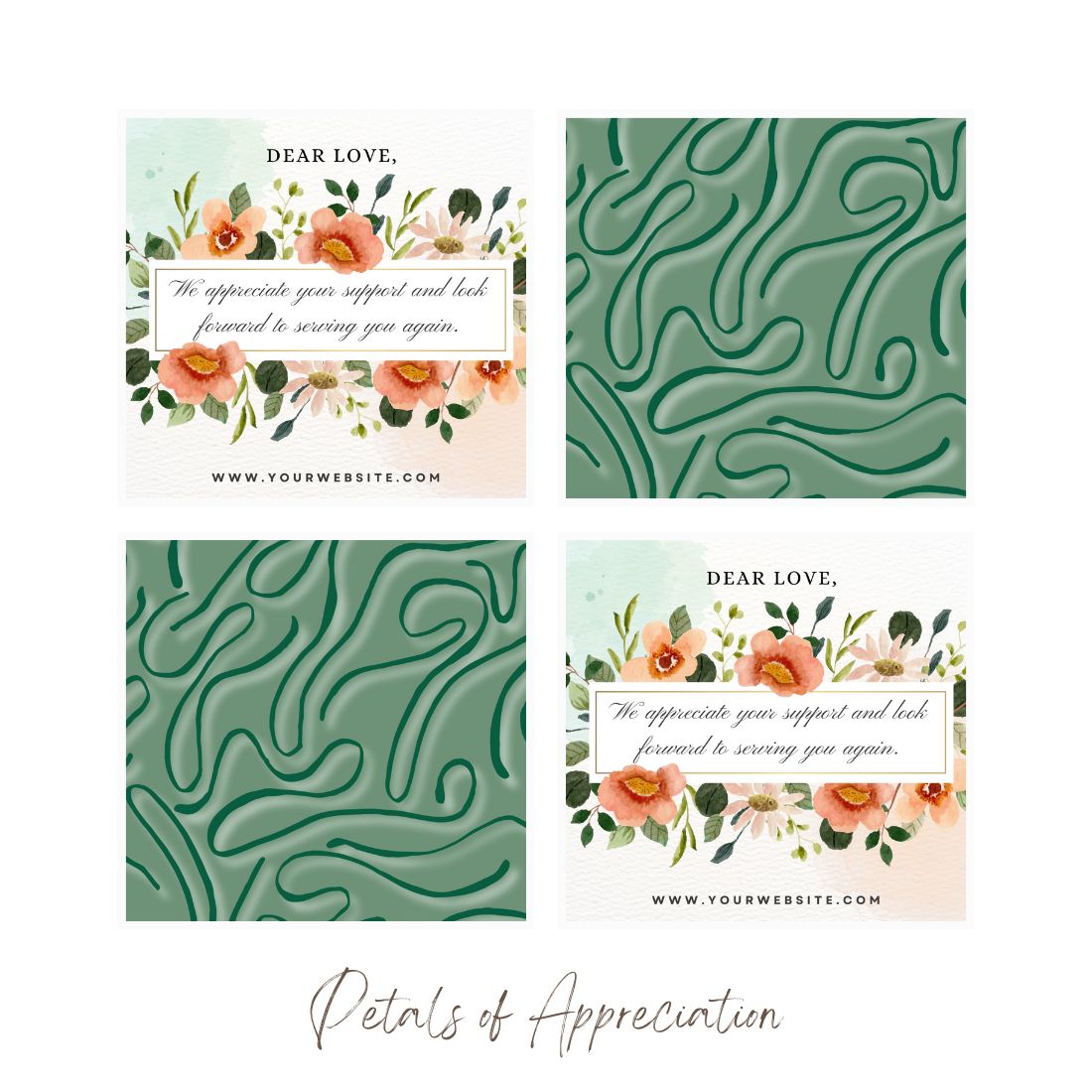 Thank you card Petals Of Appreciation, Business Branding Card, Digital Canva Template, Printable and Editable cover image.