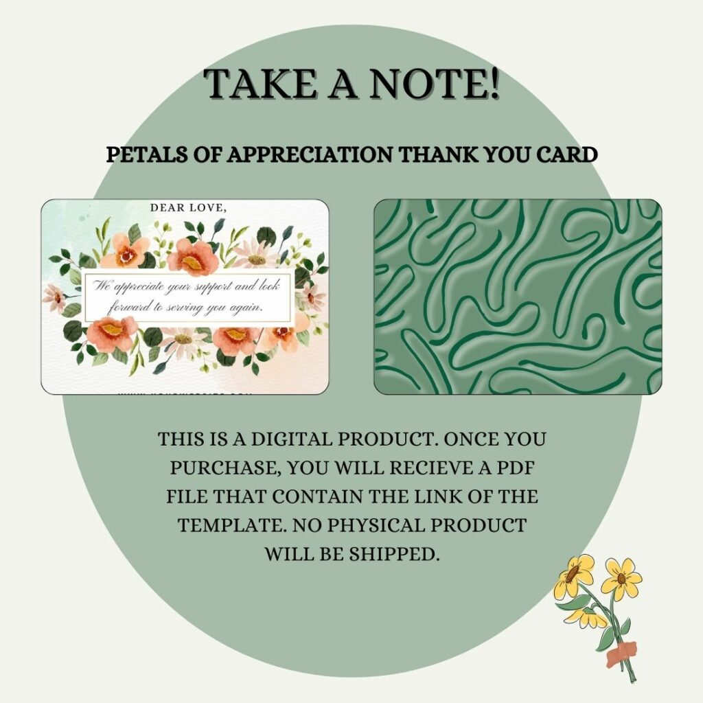 Thank you card Petals Of Appreciation, Business Branding Card, Digital ...