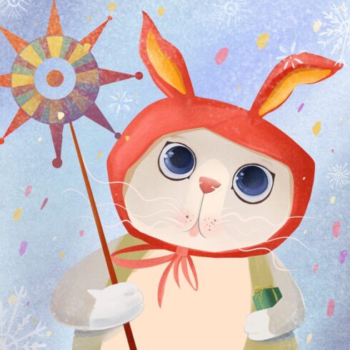 illustration bunny new year cover image.