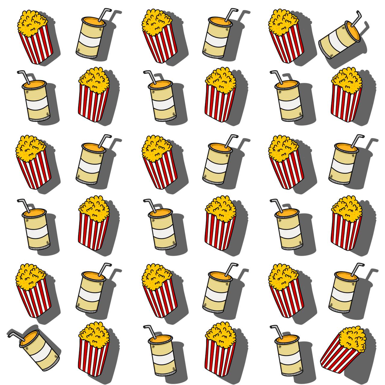 Cinema Magic: Movie-Themed Illustrations Pattern with Popcorn and Soda Vibes! cover image.