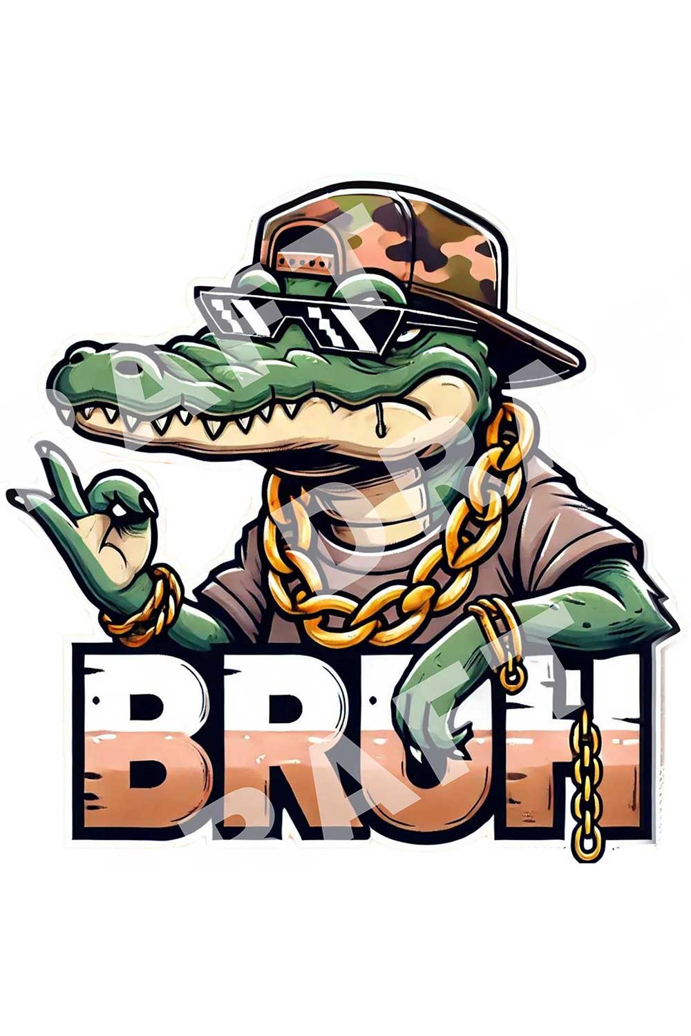 #1 Aligator 'BRUH' PNG Sublimation | Aligator Cap PNG | Funny Aligator png | Bruh png Boys badass Digital Download | kids badass design pinterest preview image.