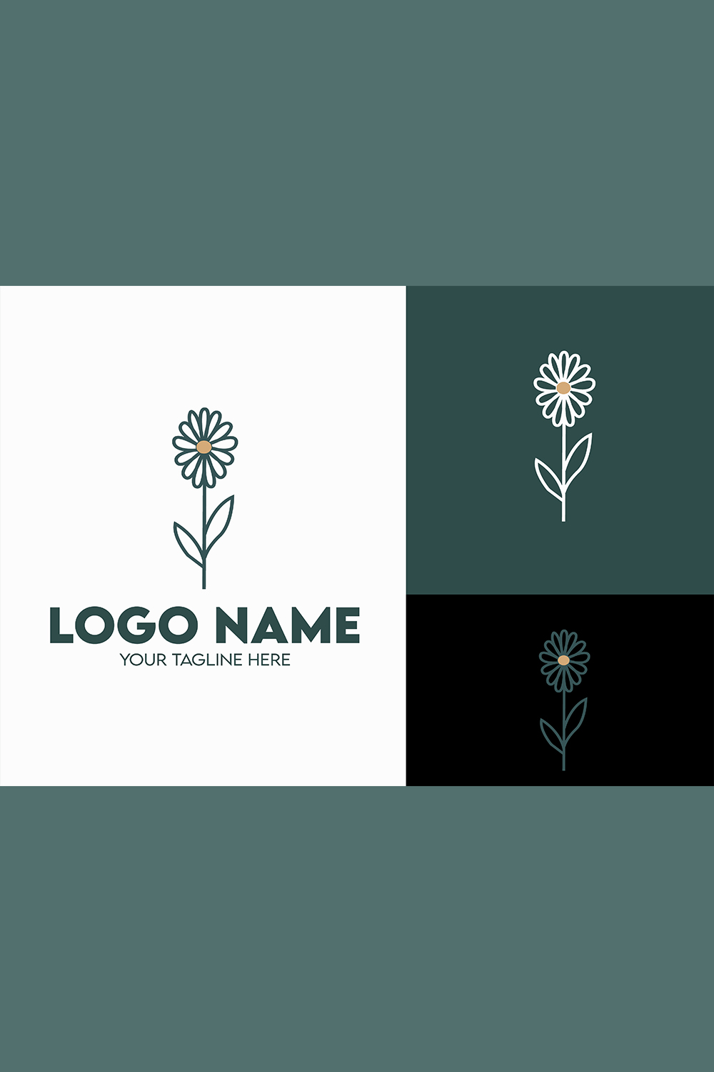 Modern Minimalist Botanical Logo Design for Businesses With Leaves and Flowers, Professional Creative Monogram Botanical Floral Logo Design for Salon or Massage Centre Feminine Style Brands Companies pinterest preview image.