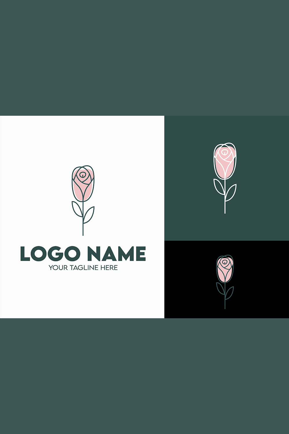 Modern Minimalist Botanical Logo Design for Businesses With Leaves and Flowers, Professional Creative Monogram Botanical Floral Logo Design for Salon or Massage Centre Feminine Style Brands Companies pinterest preview image.