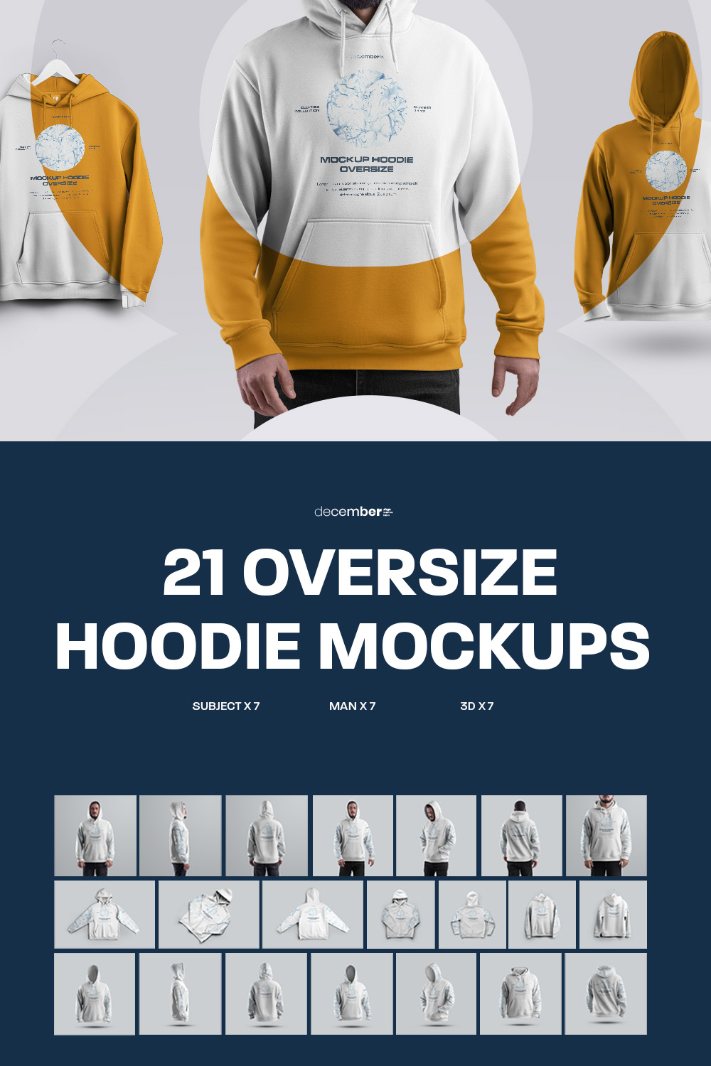 21 Mockups Oversize Hoodie 3 Different Style pinterest preview image.