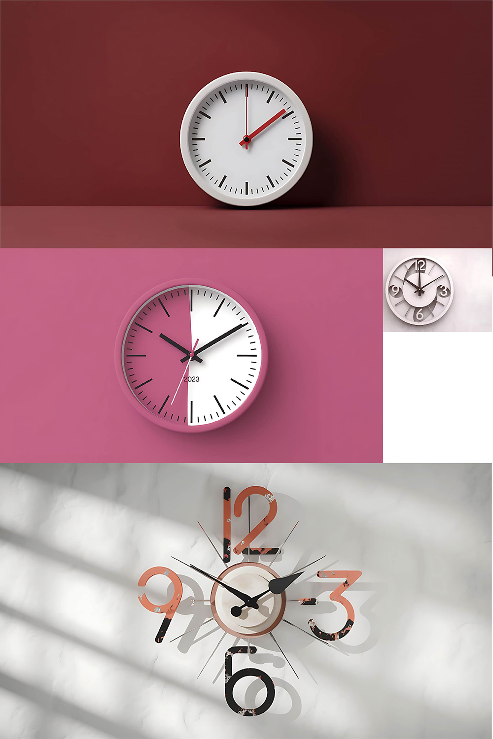 100+ Stylish Premium Wall Clocks Indicating Time on Colorful Walls pinterest preview image.