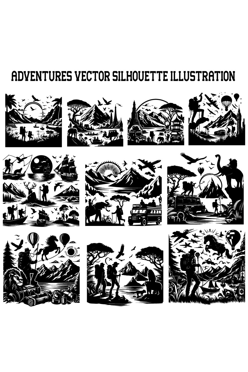 Adventures vector silhouette illustration pinterest preview image.