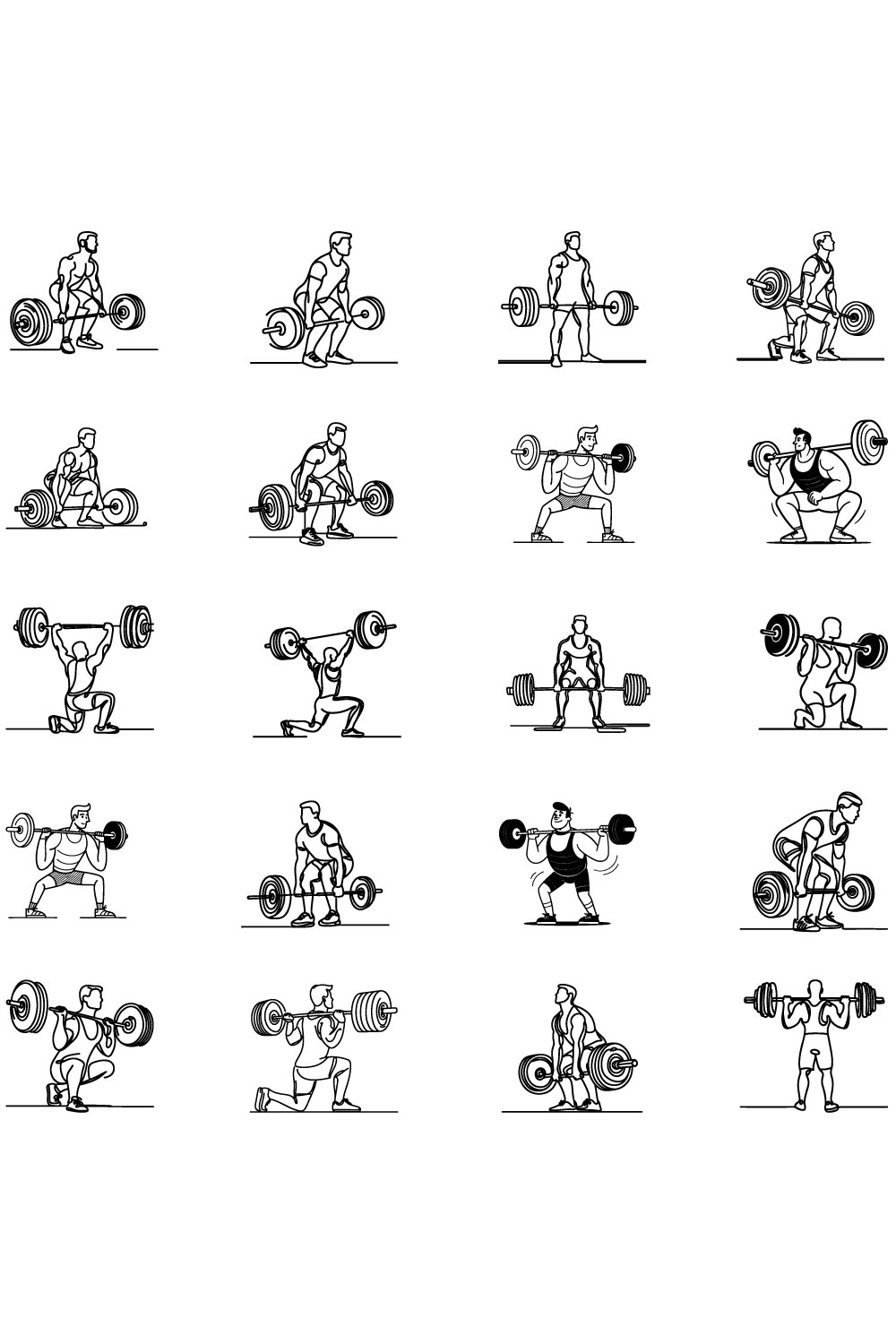 weightlifting line art vector pinterest preview image.