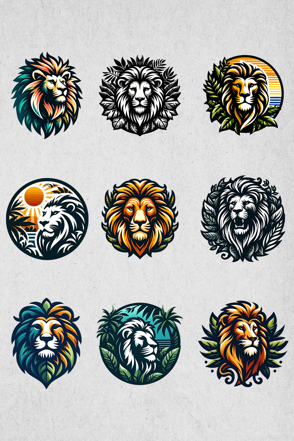 9 LION SVG & PNG SET BUNDLES pinterest preview image.