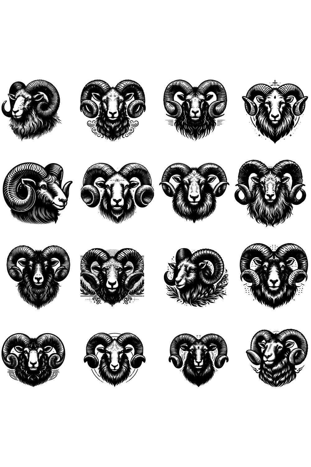 Ram with horns vector pinterest preview image.