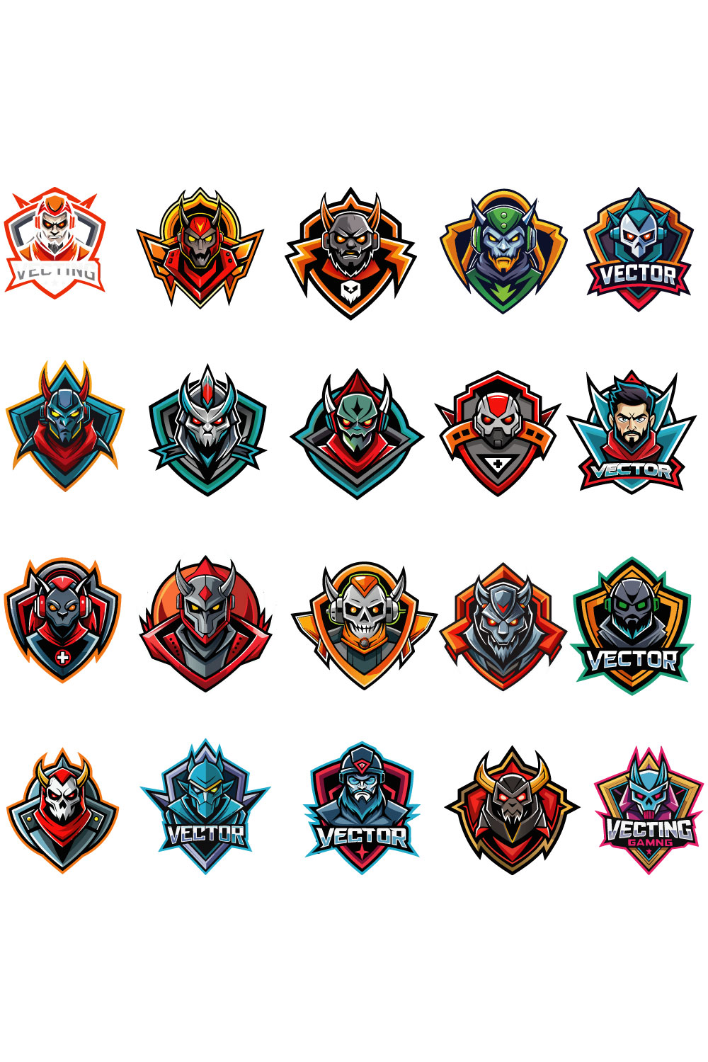 Drawn Gaming Logo vector pinterest preview image.