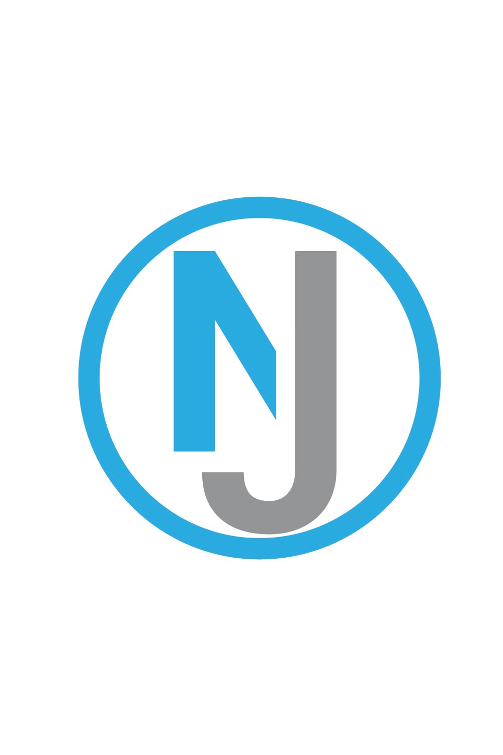 Initial Letter NJ Logo or Icon Design Vector Image Template pinterest preview image.