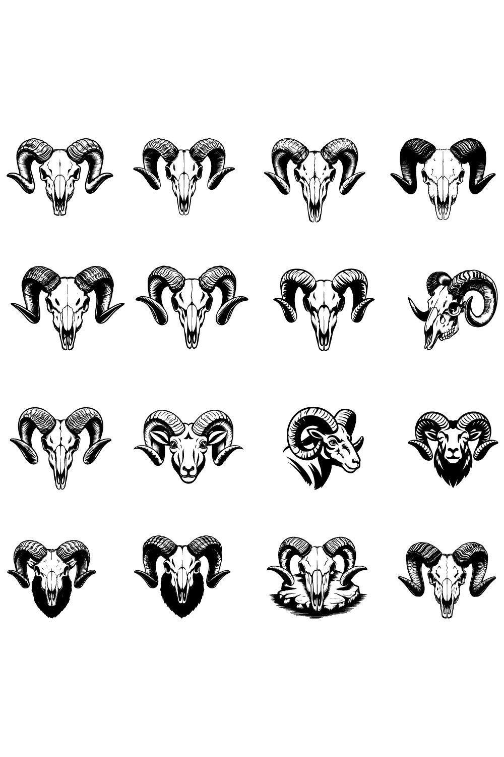 Ram with horns vector pinterest preview image.