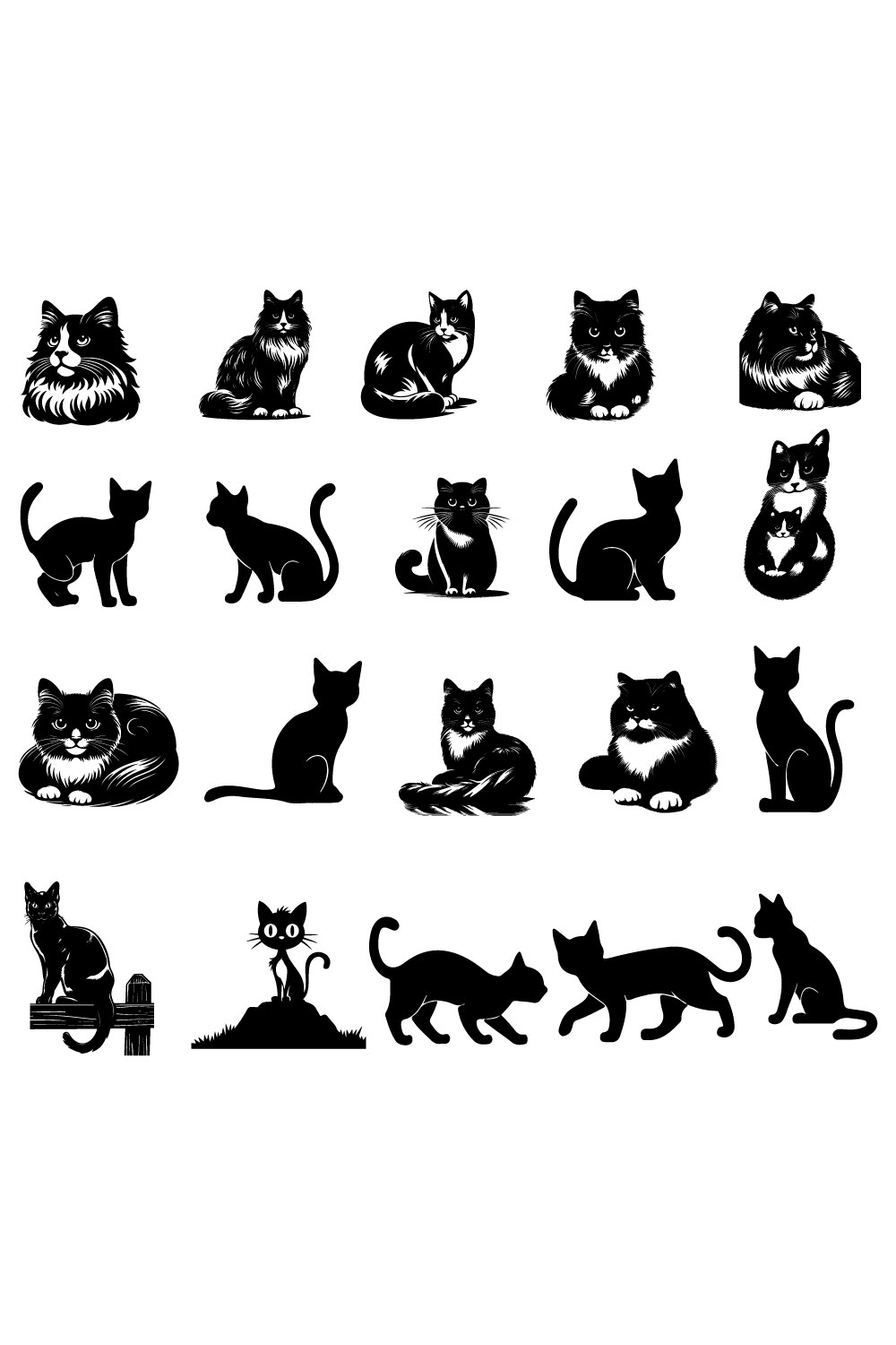 Cat vector silhouette pinterest preview image.