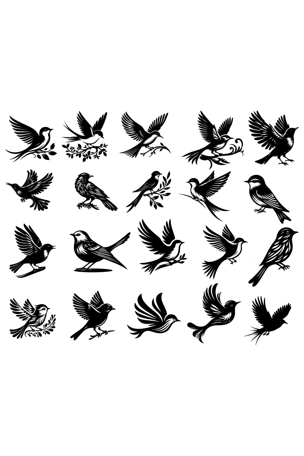 Bird vector silhouette pinterest preview image.