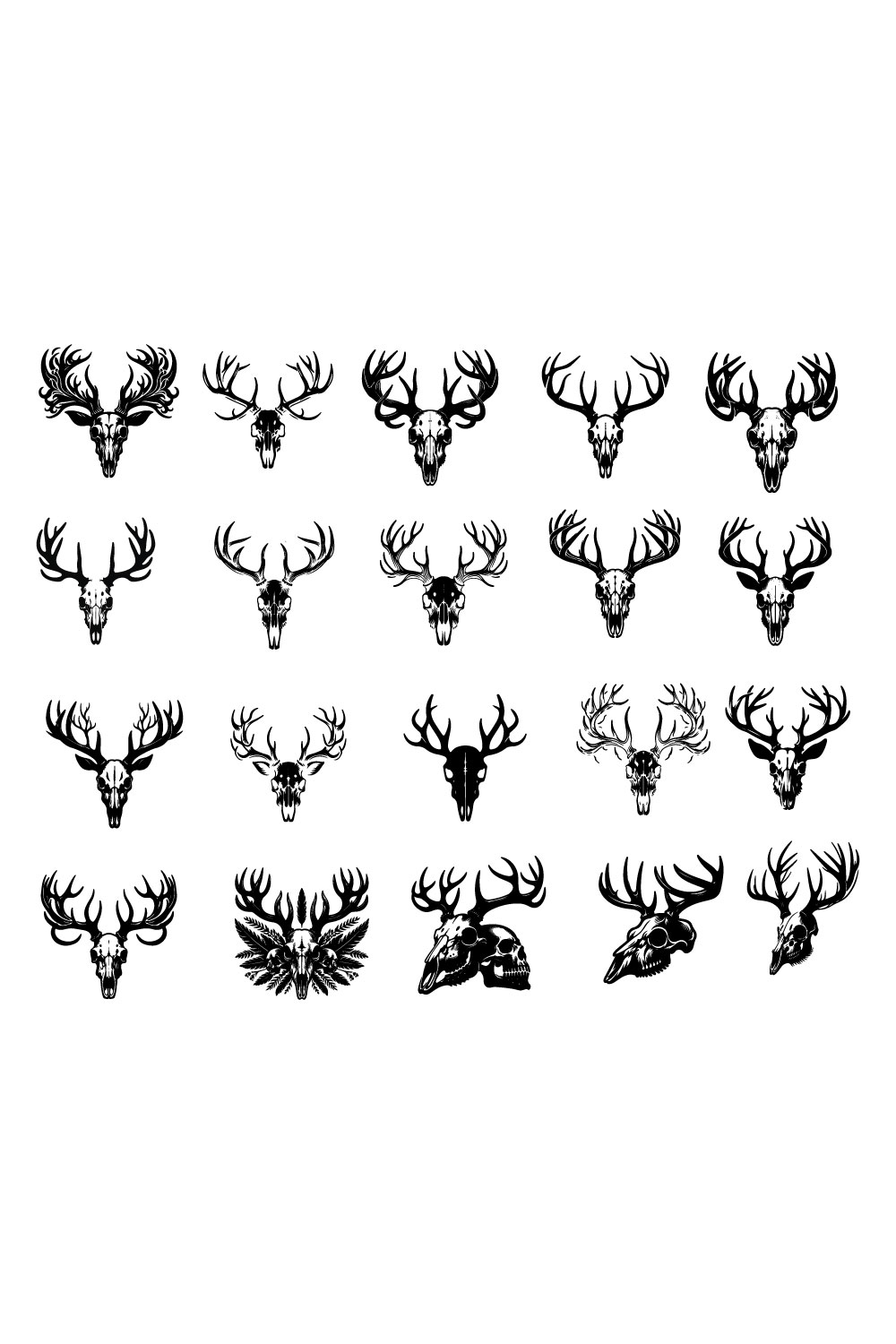 Deer skull vector silhouette illustrations pinterest preview image.