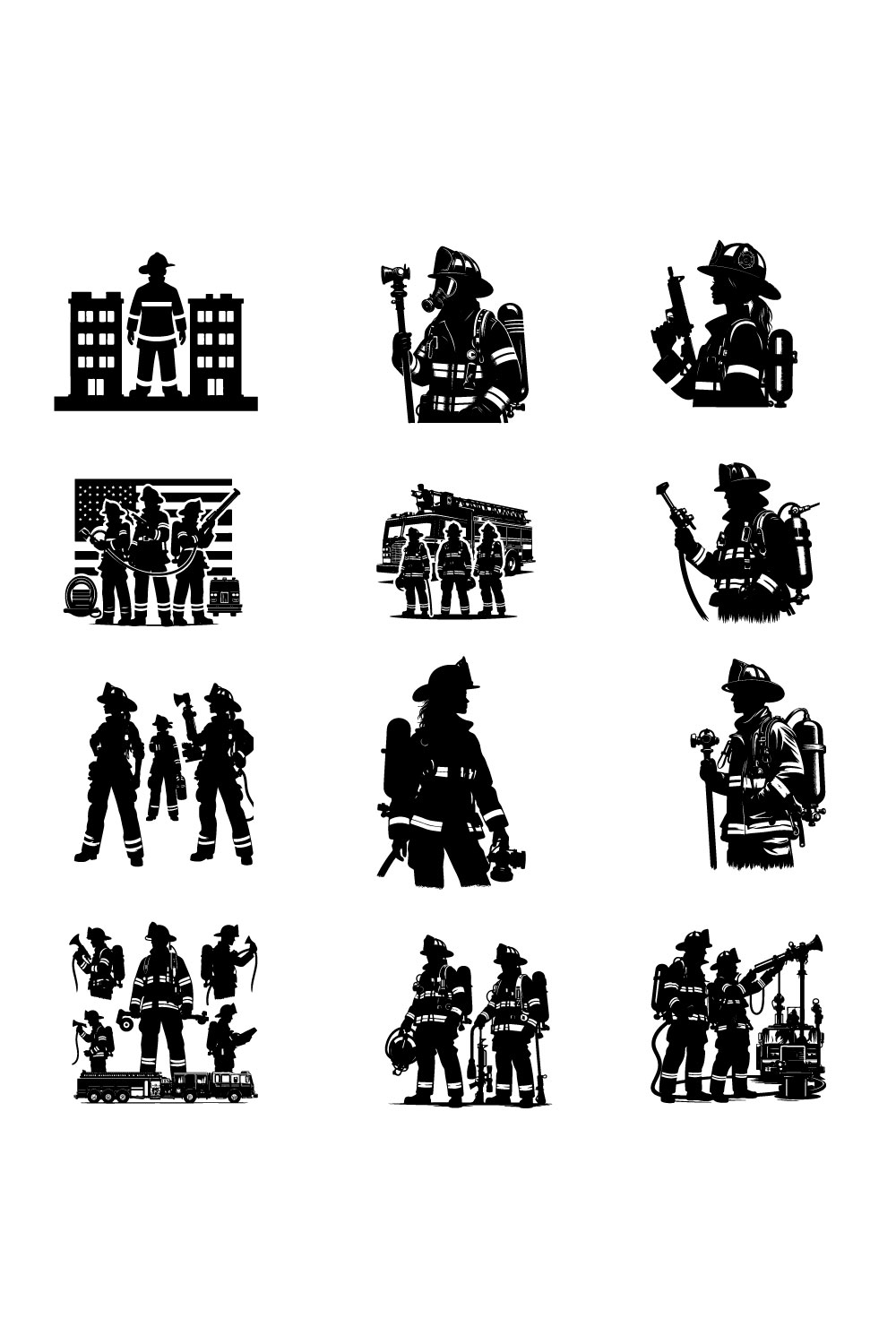 firefighter vector silhouette pinterest preview image.