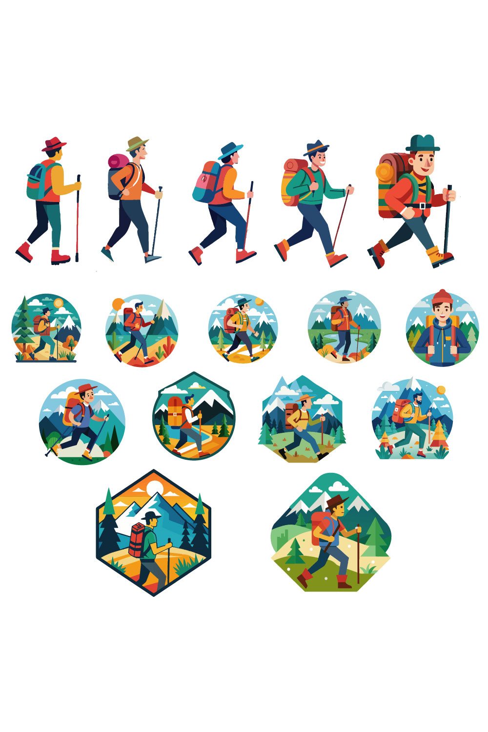 hiking vector illustration pinterest preview image.