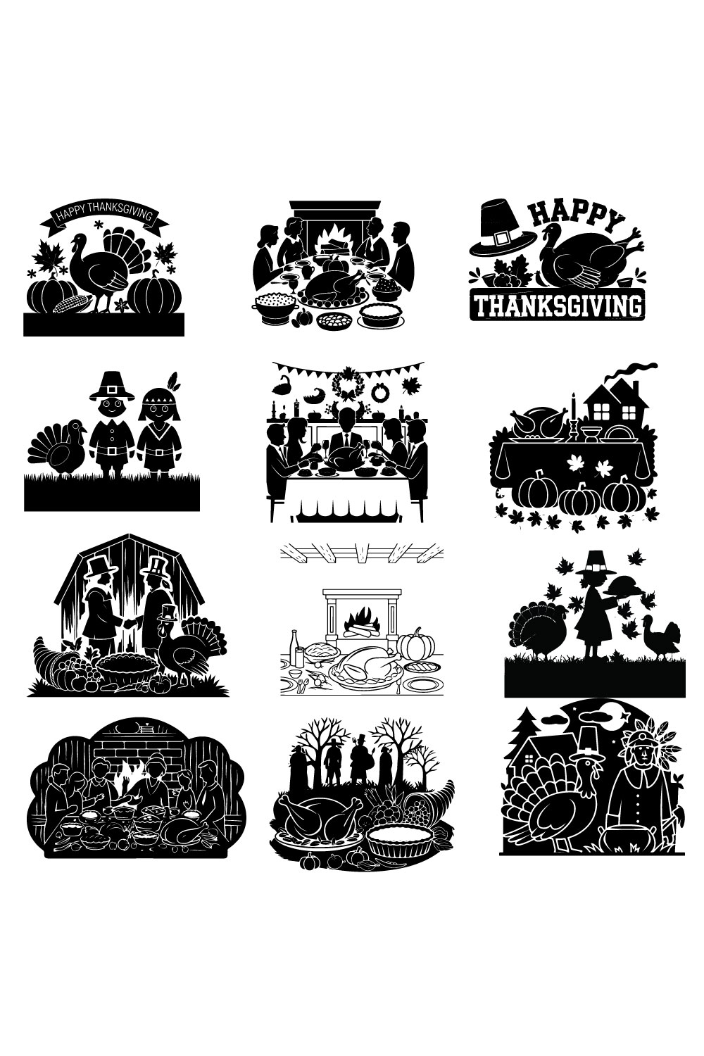 Thanksgiving day vector silhouette illustration pinterest preview image.