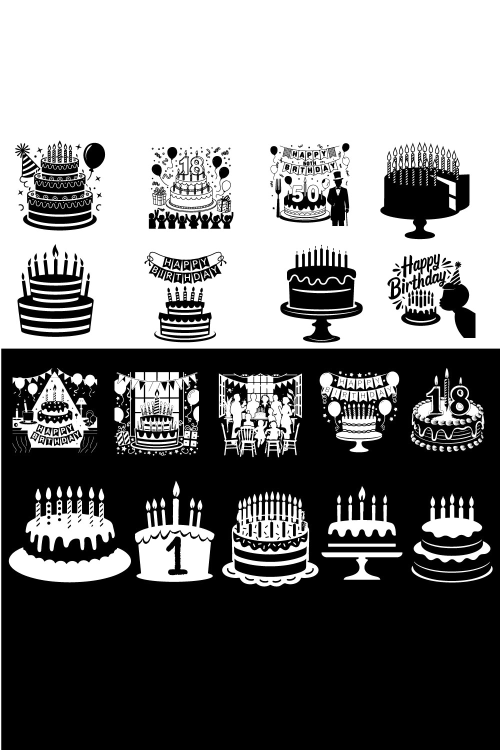 Birthday vector silhouette pinterest preview image.