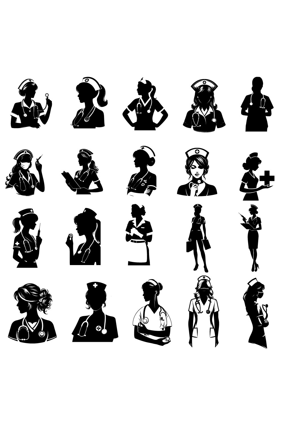 Nurse vector silhouette pinterest preview image.