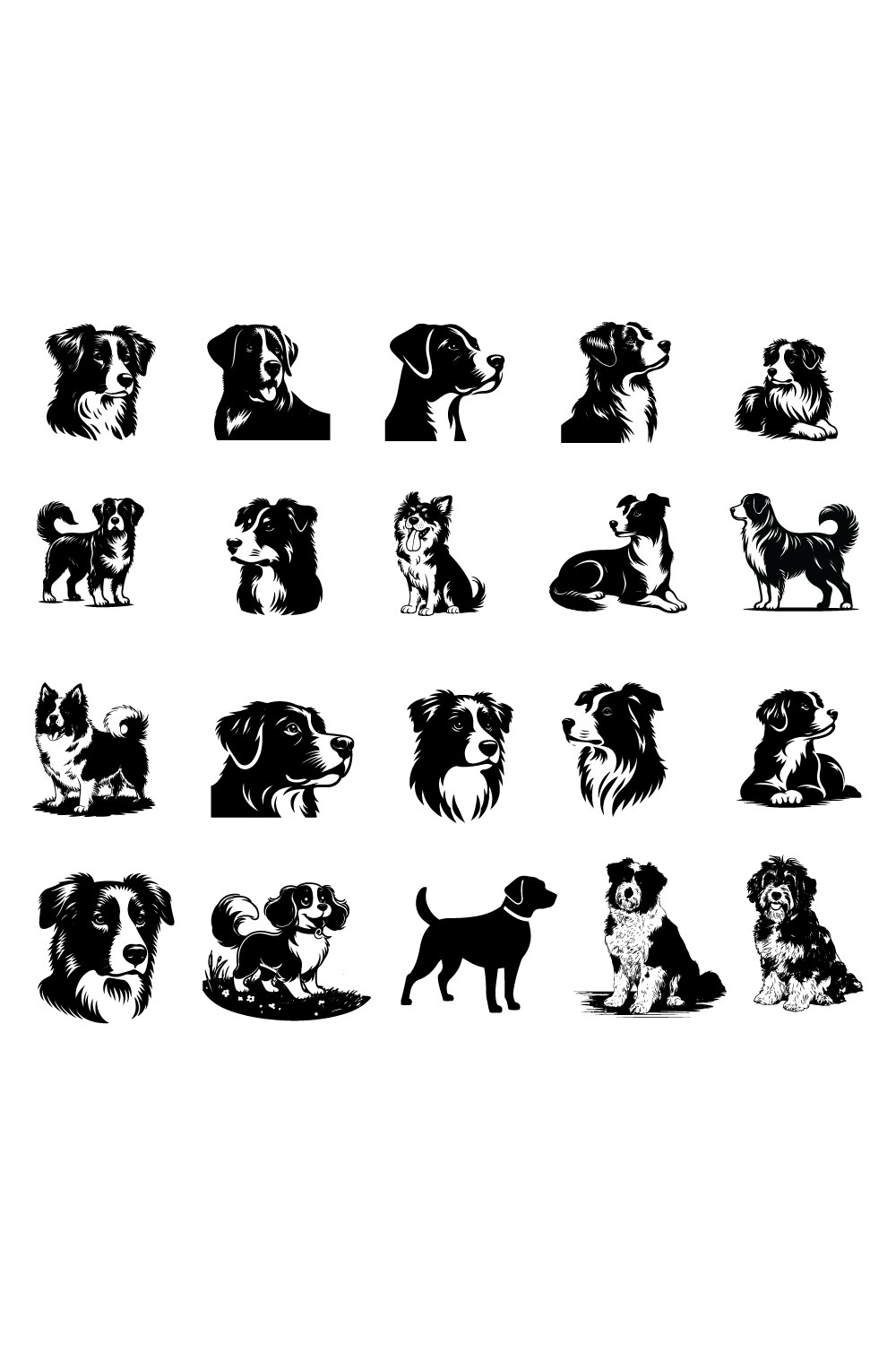 Dog vector silhouette pinterest preview image.