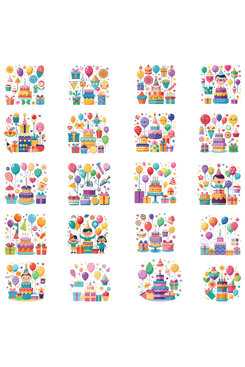 Happy Birthday vector pinterest preview image.