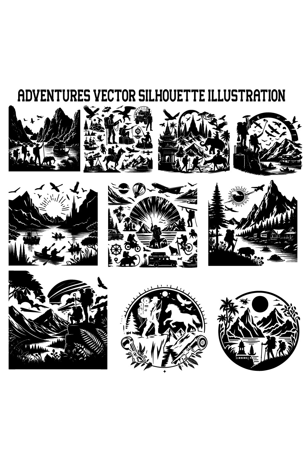 Adventures vector silhouette illustration pinterest preview image.