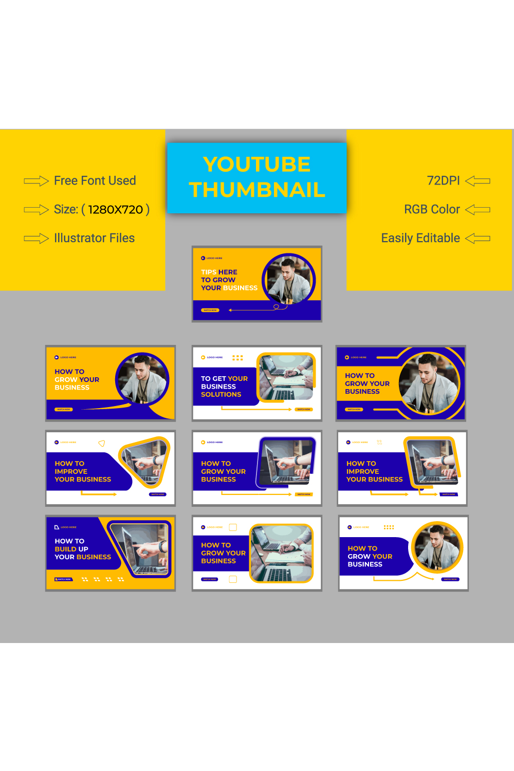 10 Business YouTube Thumbnail pinterest preview image.