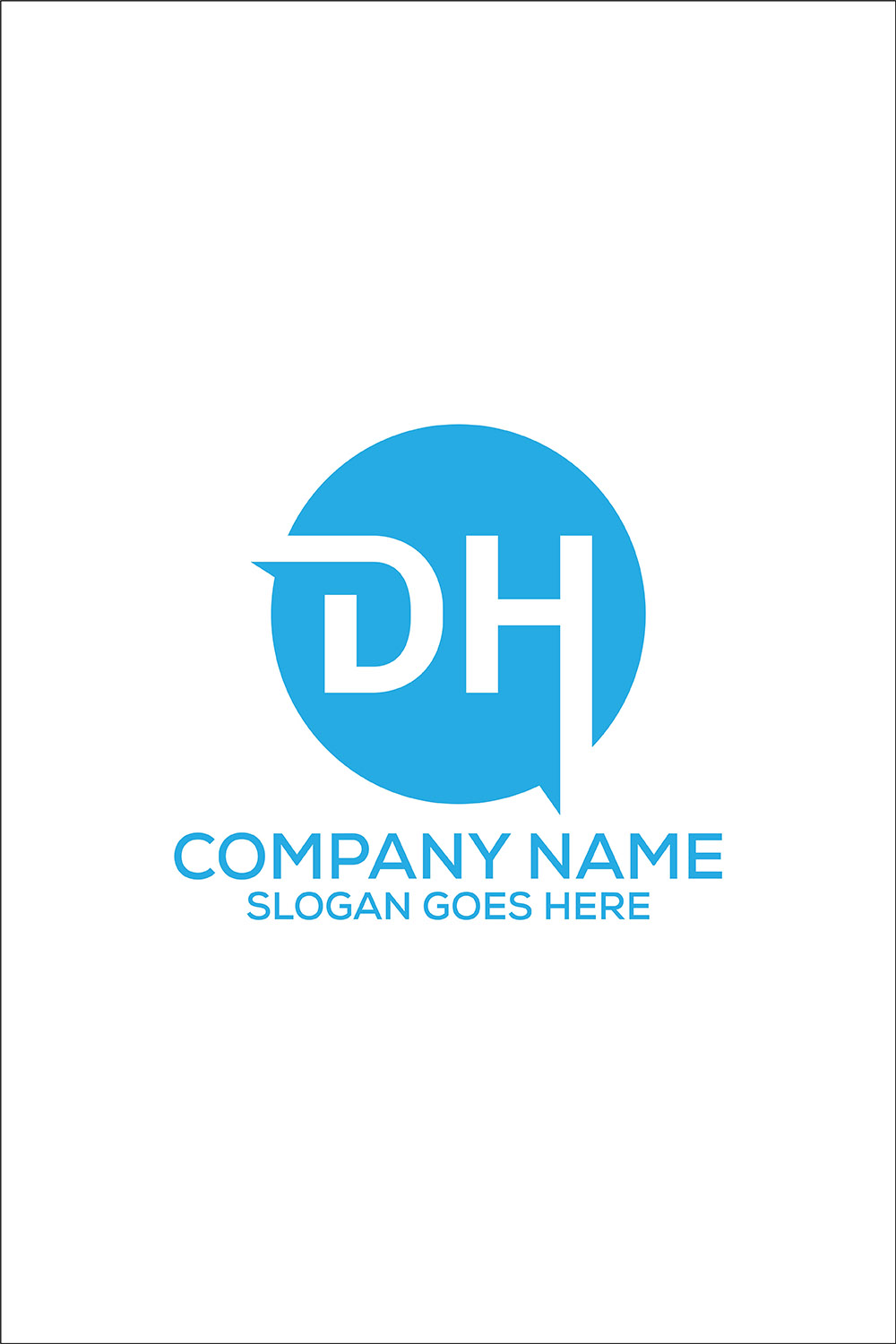 Initial Letter DH Logo or Icon Design Vector Image Template pinterest preview image.