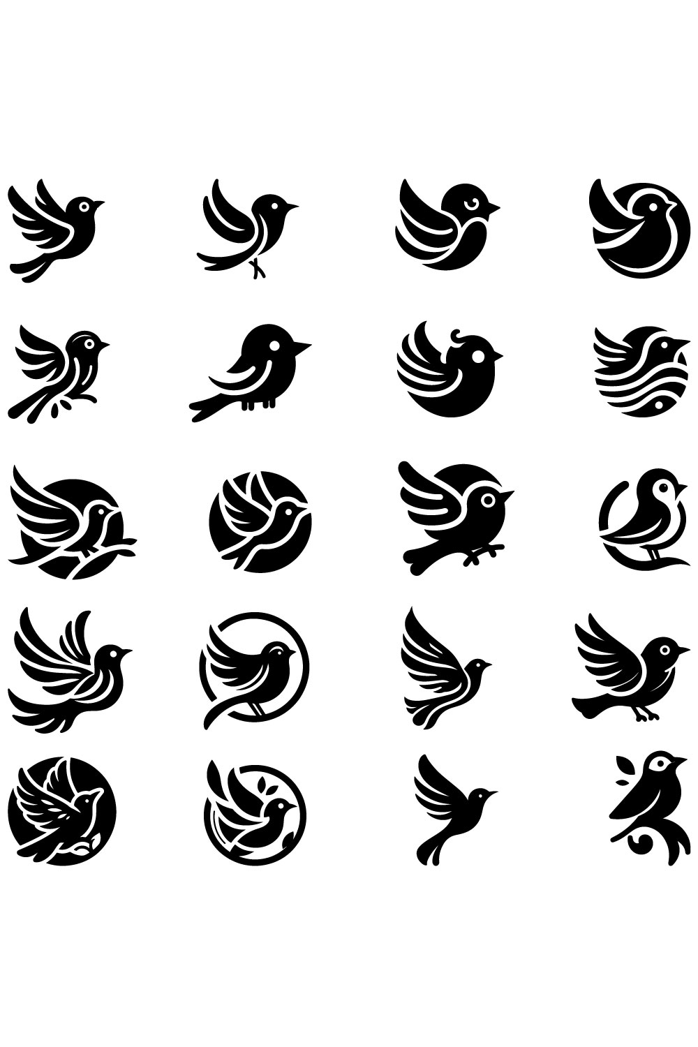 Set of silhouettes of blue birds icon pinterest preview image.