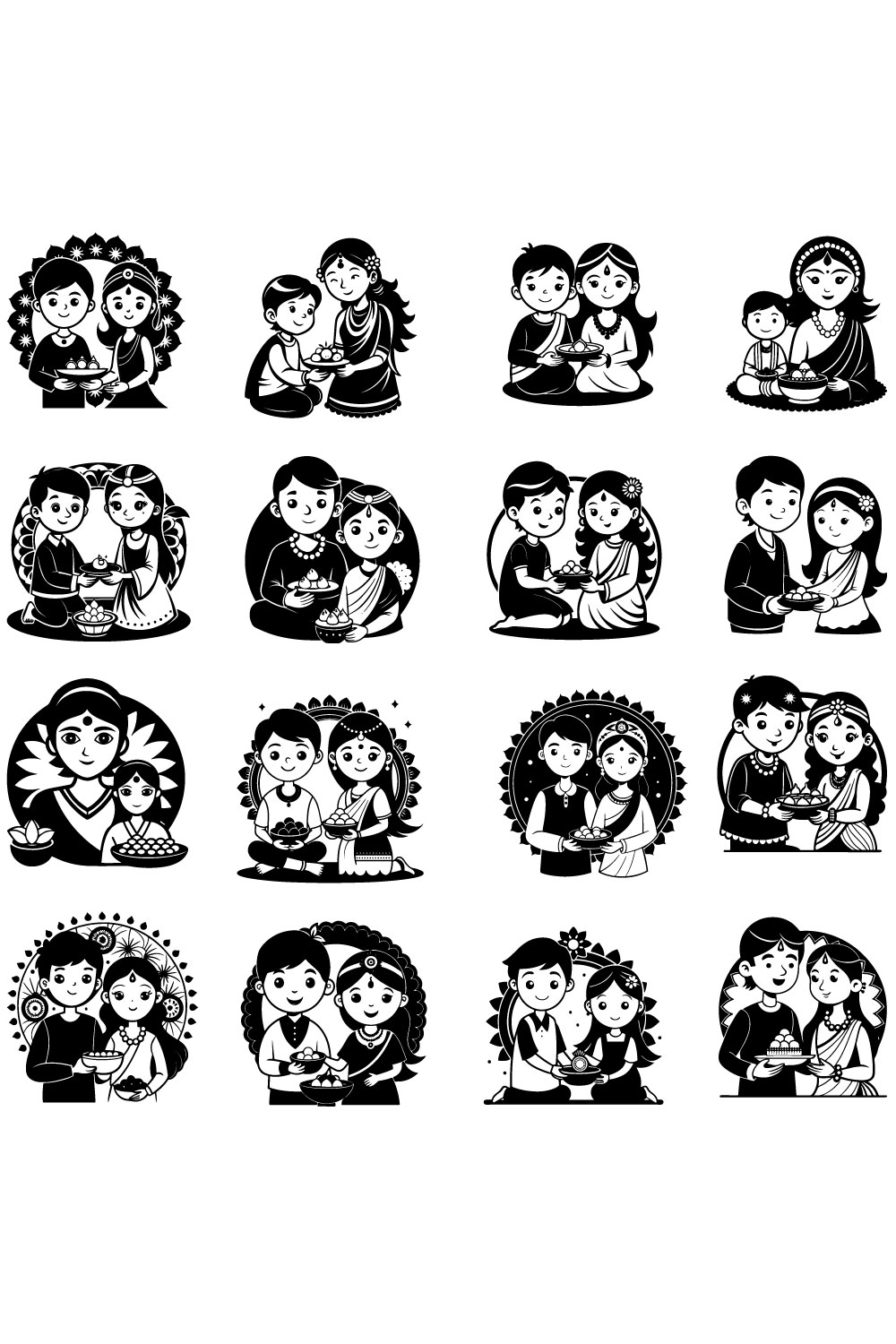 Bhai Dooj vector illustration pinterest preview image.