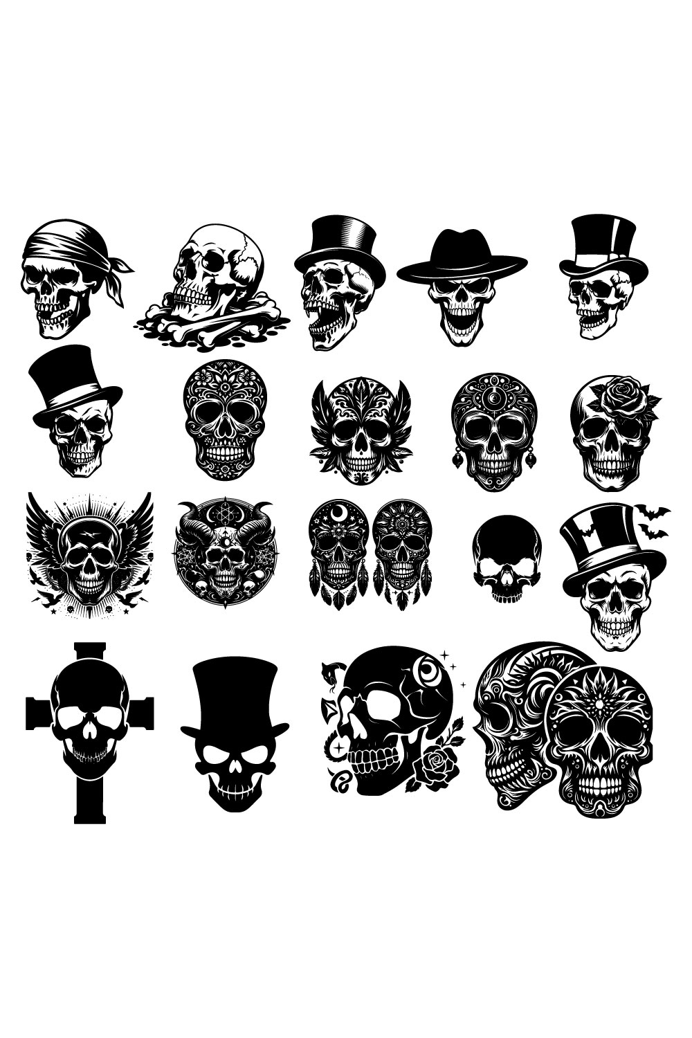 skull vector silhouette illustrations pinterest preview image.