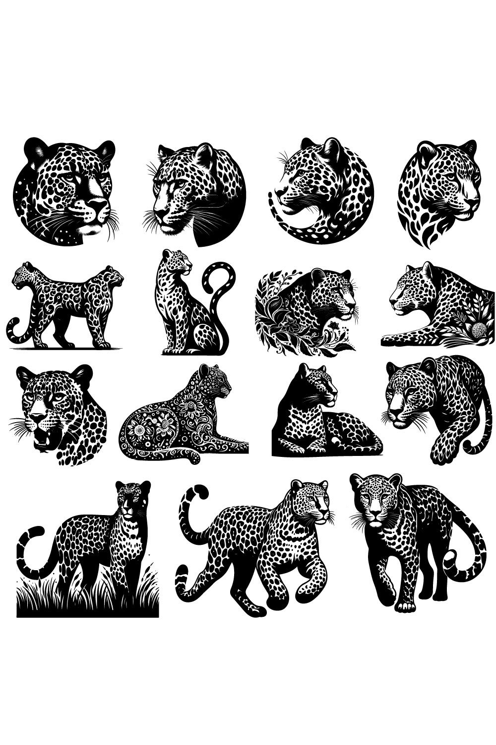 Leopard vector silhouette pinterest preview image.