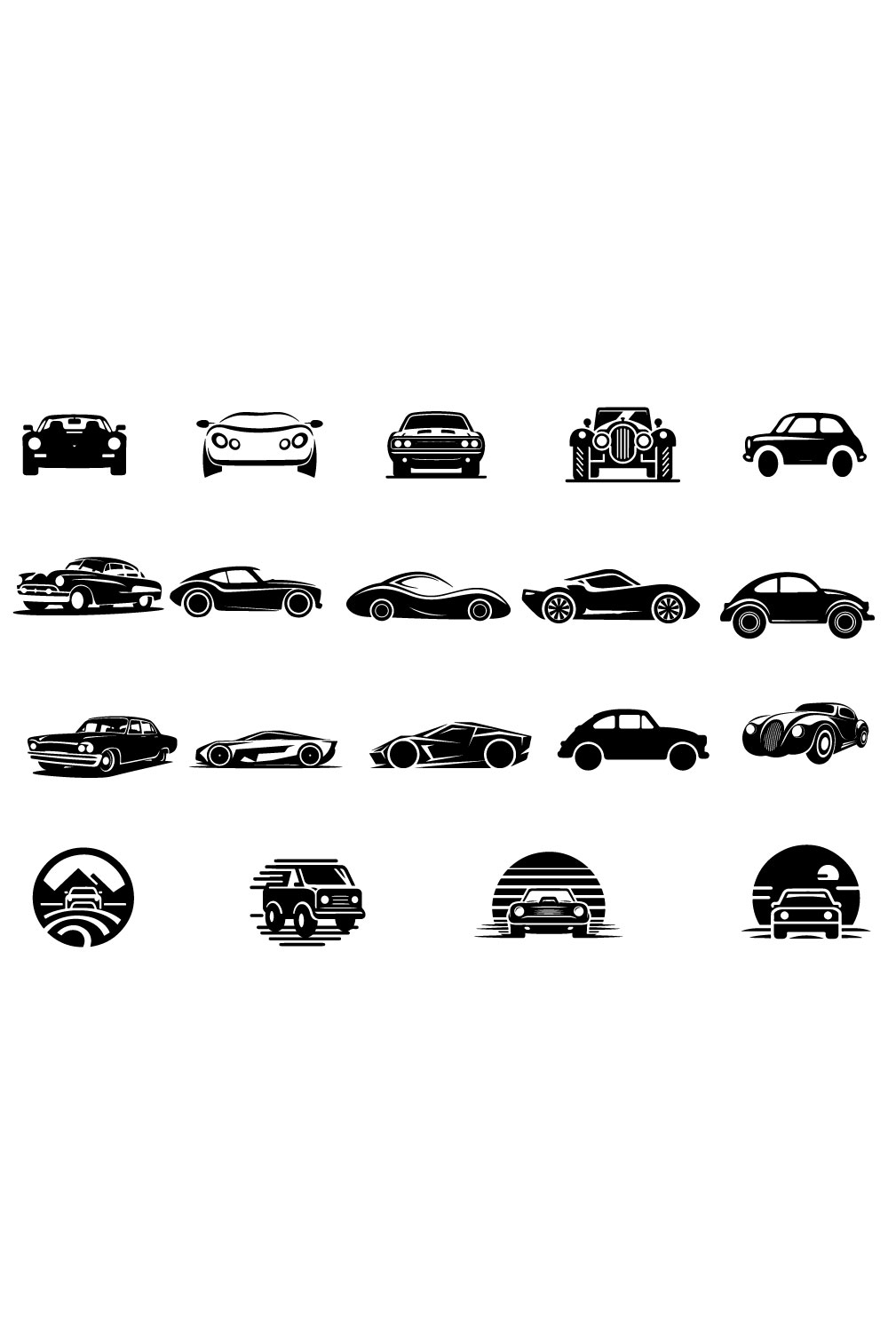 Car icons set pinterest preview image.