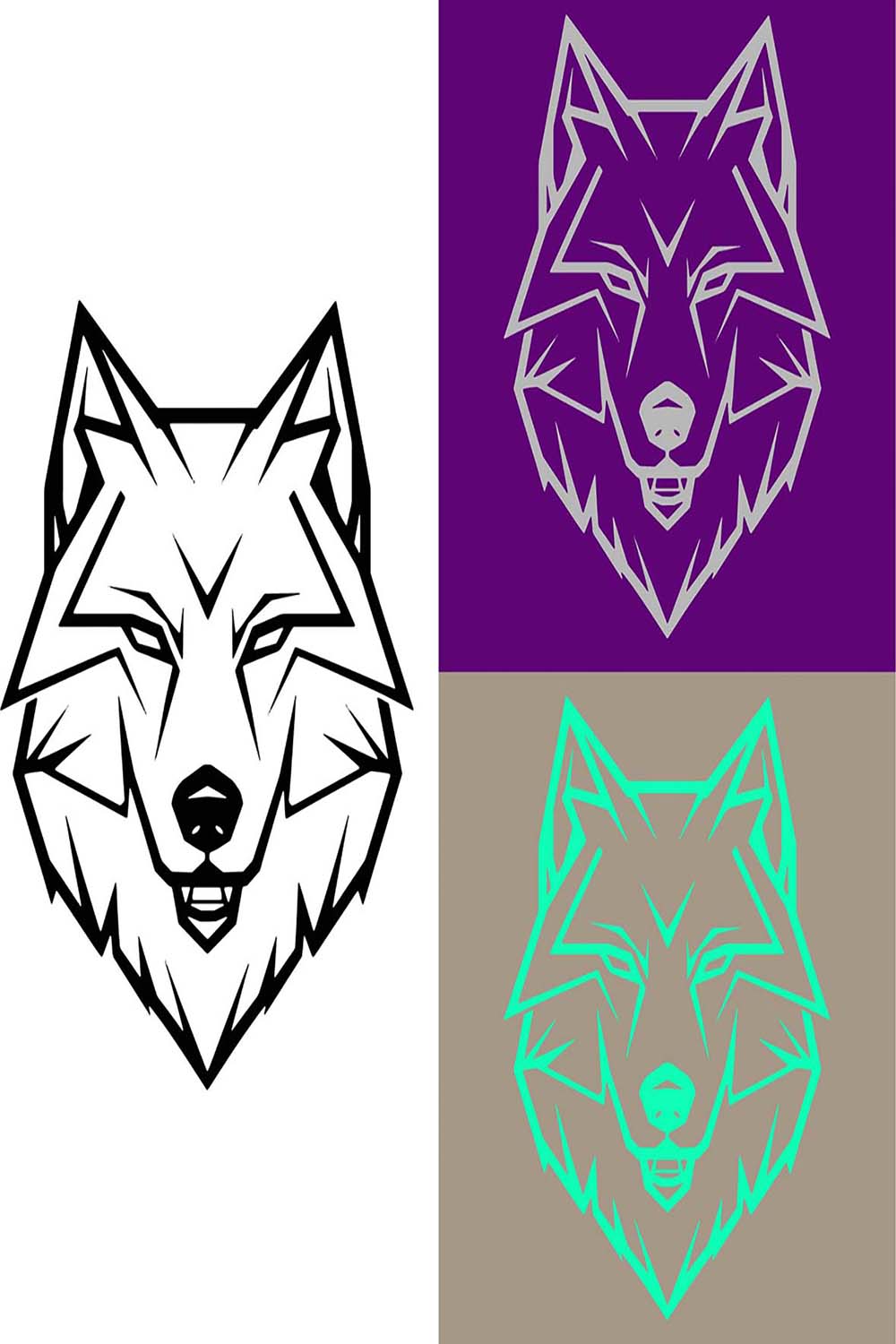 Wolf head logo, wolf logo pinterest preview image.