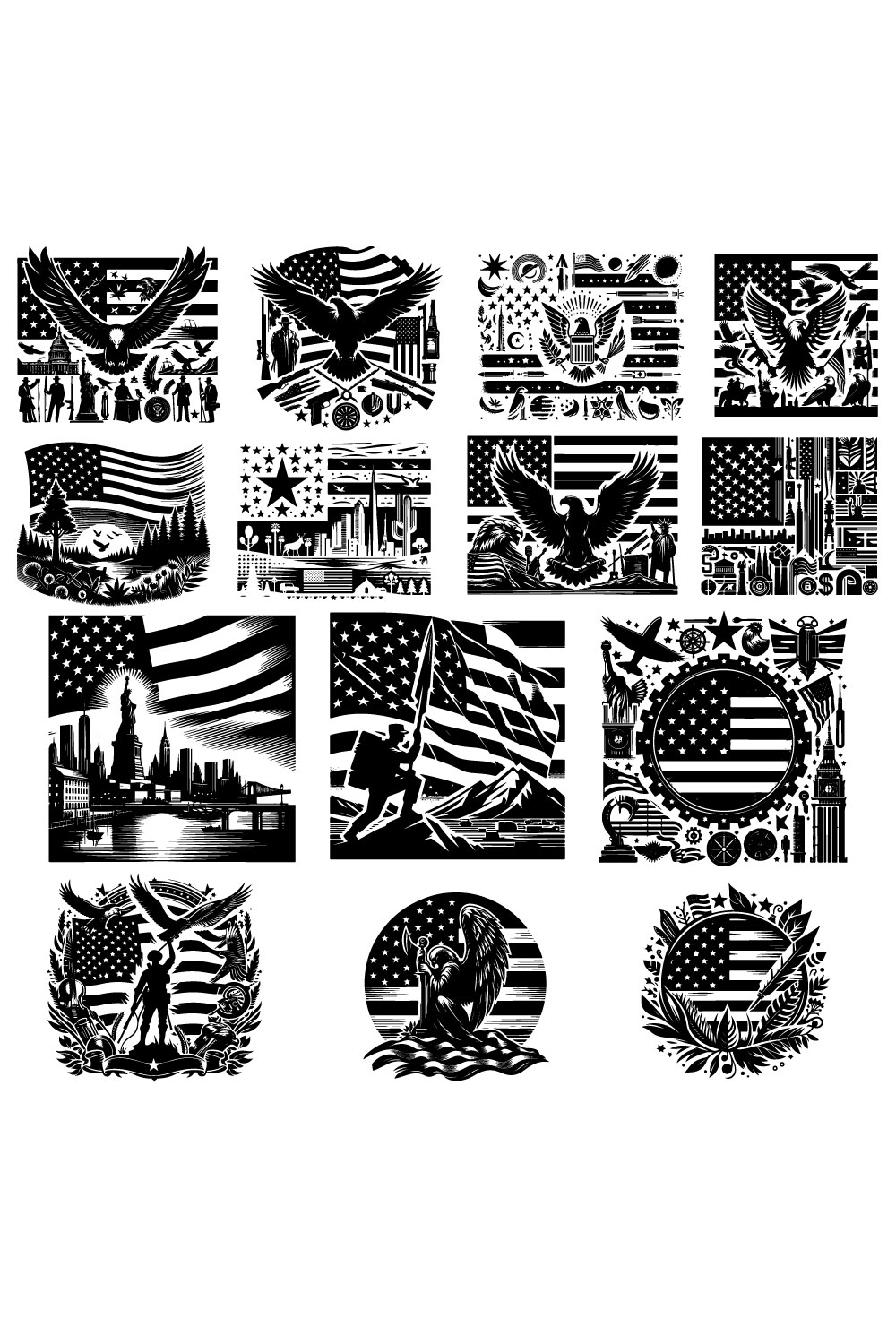 American flag vector pinterest preview image.