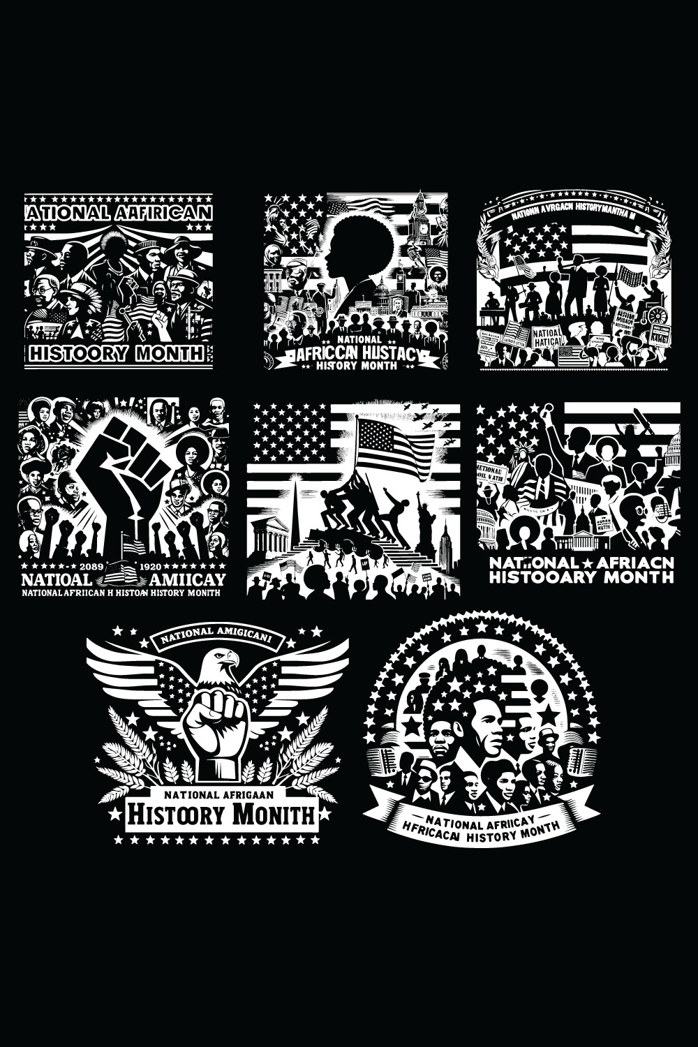 National African American History Month silhouette vector pinterest preview image.