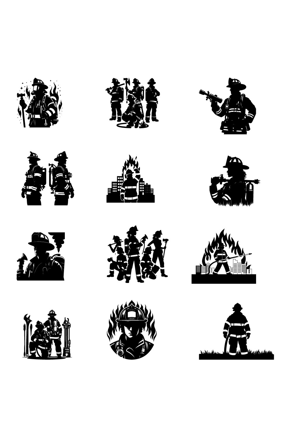 firefighter vector silhouette pinterest preview image.