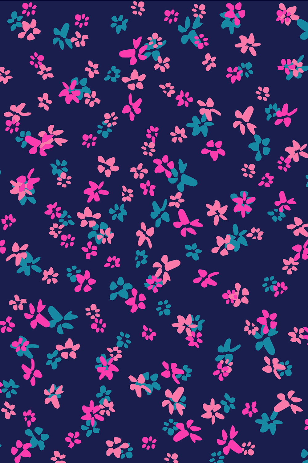 Pink Ditsy Flowers pinterest preview image.