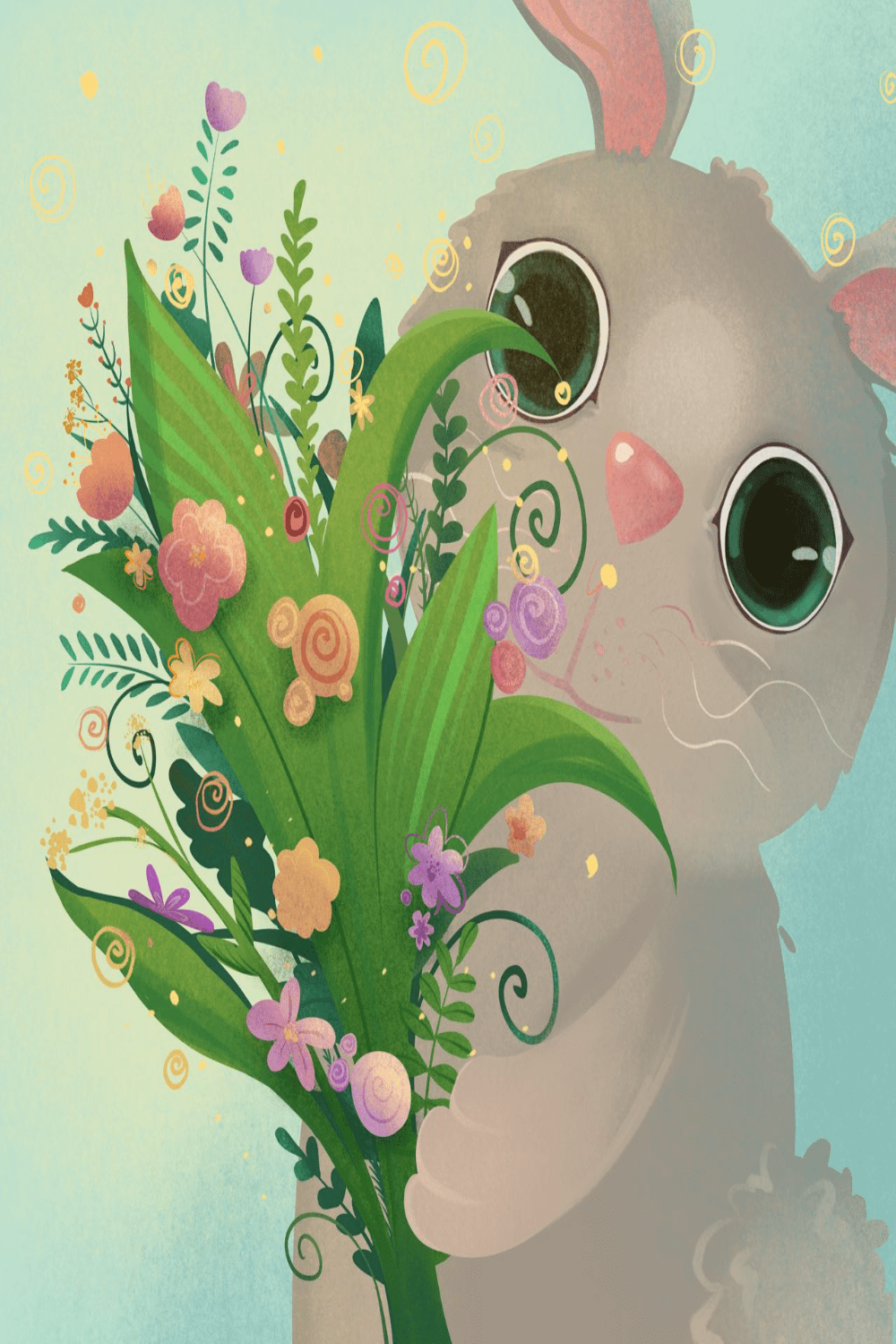 bunny illustration pinterest preview image.