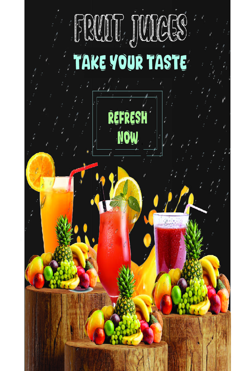 Outstanding fruit juice poster only for 11$ pinterest preview image.